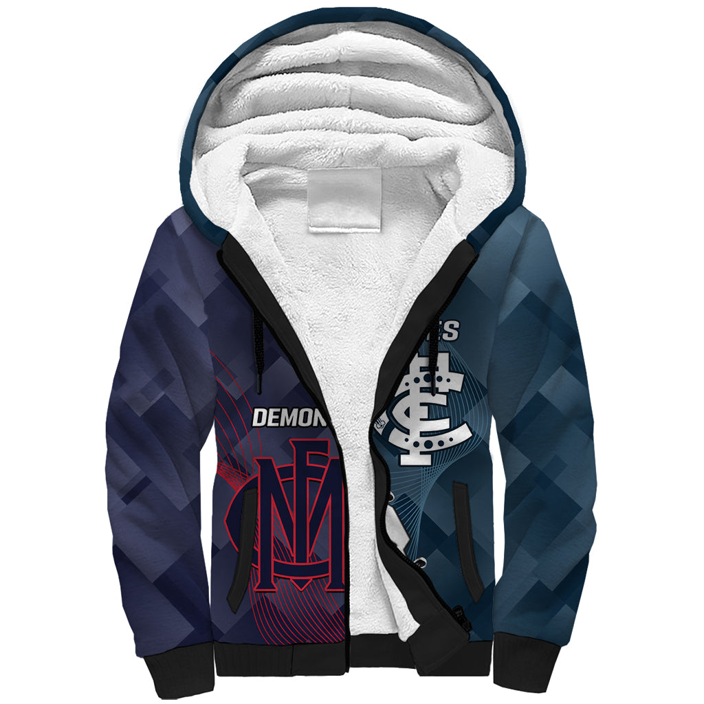 Personalised Demons And Blues Football Sherpa Hoodie Sporty Version