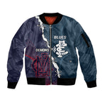 Personalised Demons And Blues Football Sleeve Zip Bomber Jacket Sporty Version
