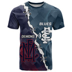 Personalised Demons And Blues Football T Shirt Sporty Version