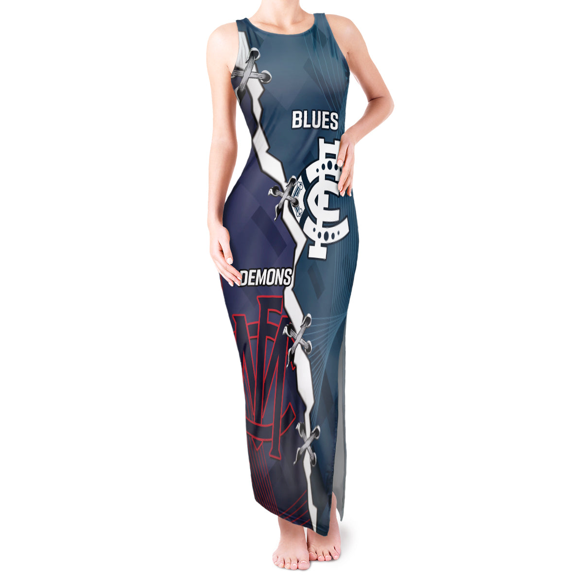 Personalised Demons And Blues Football Tank Maxi Dress Sporty Version