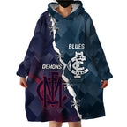 Personalised Demons And Blues Football Wearable Blanket Hoodie Sporty Version