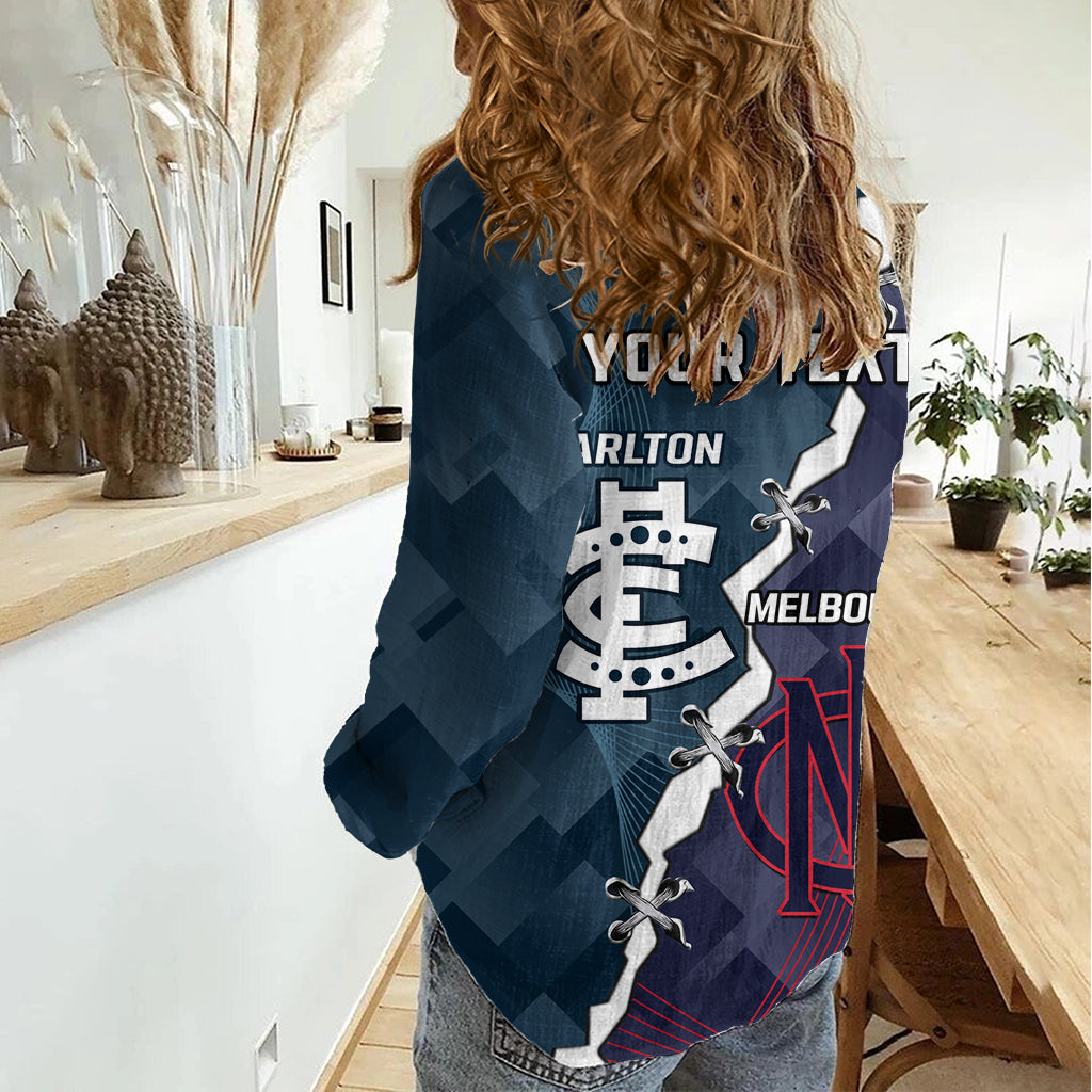 Personalised Demons And Blues Football Women Casual Shirt Sporty Version