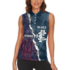 Personalised Demons And Blues Football Women Sleeveless Polo Shirt Sporty Version
