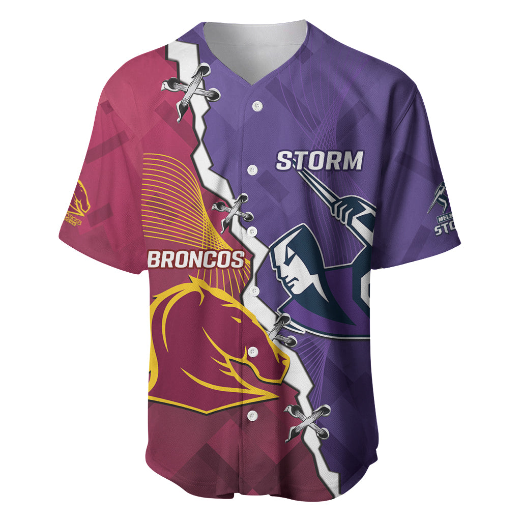 Personalised Broncos And Storm Rugby Baseball Jersey Sporty Version