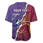 Personalised Broncos And Storm Rugby Baseball Jersey Sporty Version