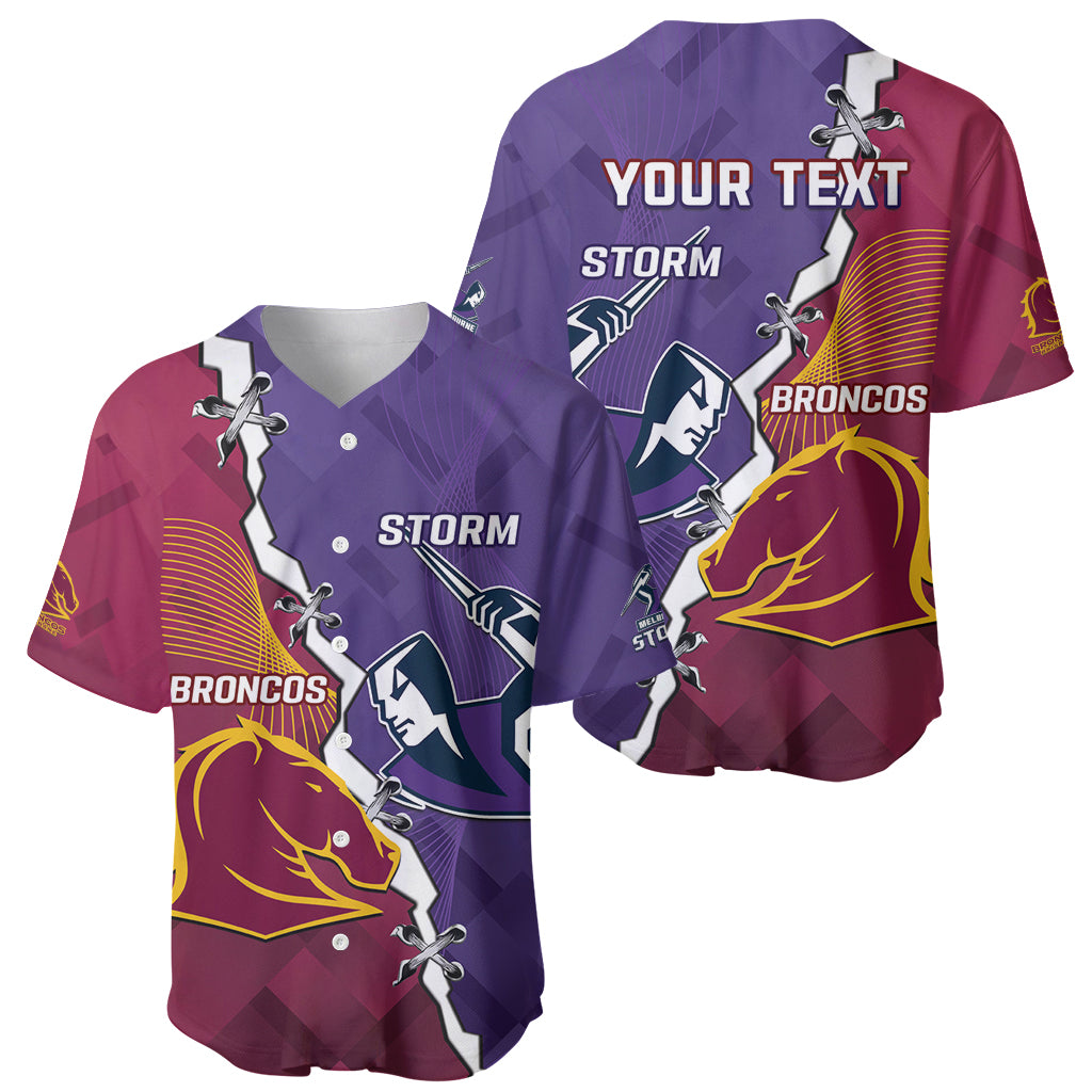 Personalised Broncos And Storm Rugby Baseball Jersey Sporty Version