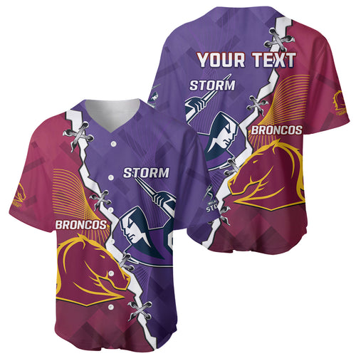 Personalised Broncos And Storm Rugby Baseball Jersey Sporty Version