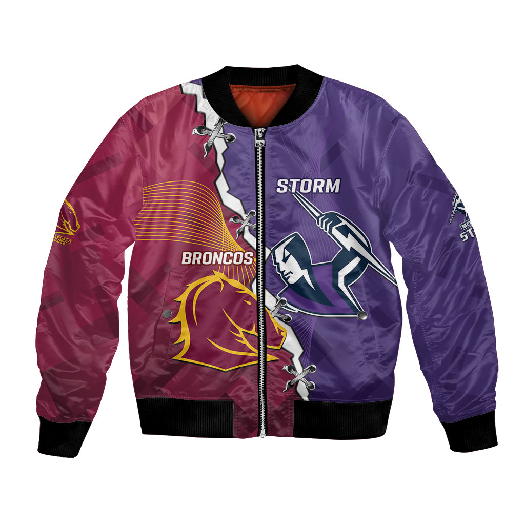 Personalised Broncos And Storm Rugby Bomber Jacket Sporty Version
