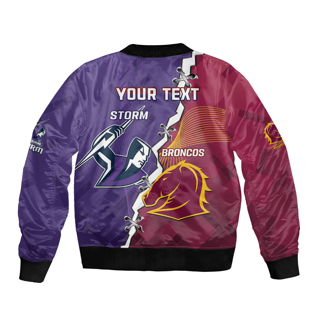 Personalised Broncos And Storm Rugby Bomber Jacket Sporty Version