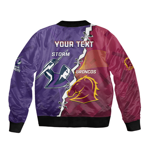 Personalised Broncos And Storm Rugby Bomber Jacket Sporty Version