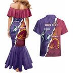 Personalised Broncos And Storm Rugby Couples Matching Mermaid Dress and Hawaiian Shirt Sporty Version