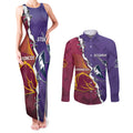 Personalised Broncos And Storm Rugby Couples Matching Tank Maxi Dress and Long Sleeve Button Shirt Sporty Version