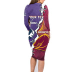 Personalised Broncos And Storm Rugby Family Matching Long Sleeve Bodycon Dress and Hawaiian Shirt Sporty Version