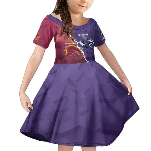Personalised Broncos And Storm Rugby Family Matching Mermaid Dress and Hawaiian Shirt Sporty Version