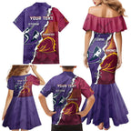 Personalised Broncos And Storm Rugby Family Matching Mermaid Dress and Hawaiian Shirt Sporty Version