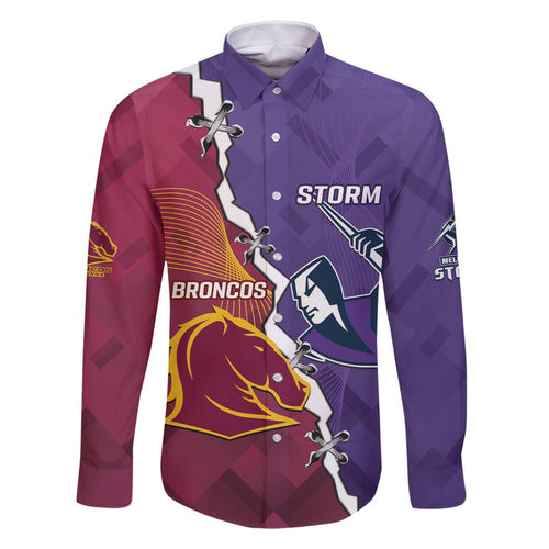 Personalised Broncos And Storm Rugby Family Matching Mermaid Dress and Hawaiian Shirt Sporty Version