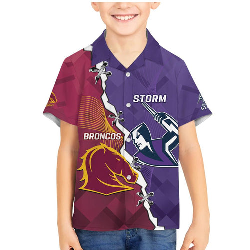 Personalised Broncos And Storm Rugby Family Matching Mermaid Dress and Hawaiian Shirt Sporty Version