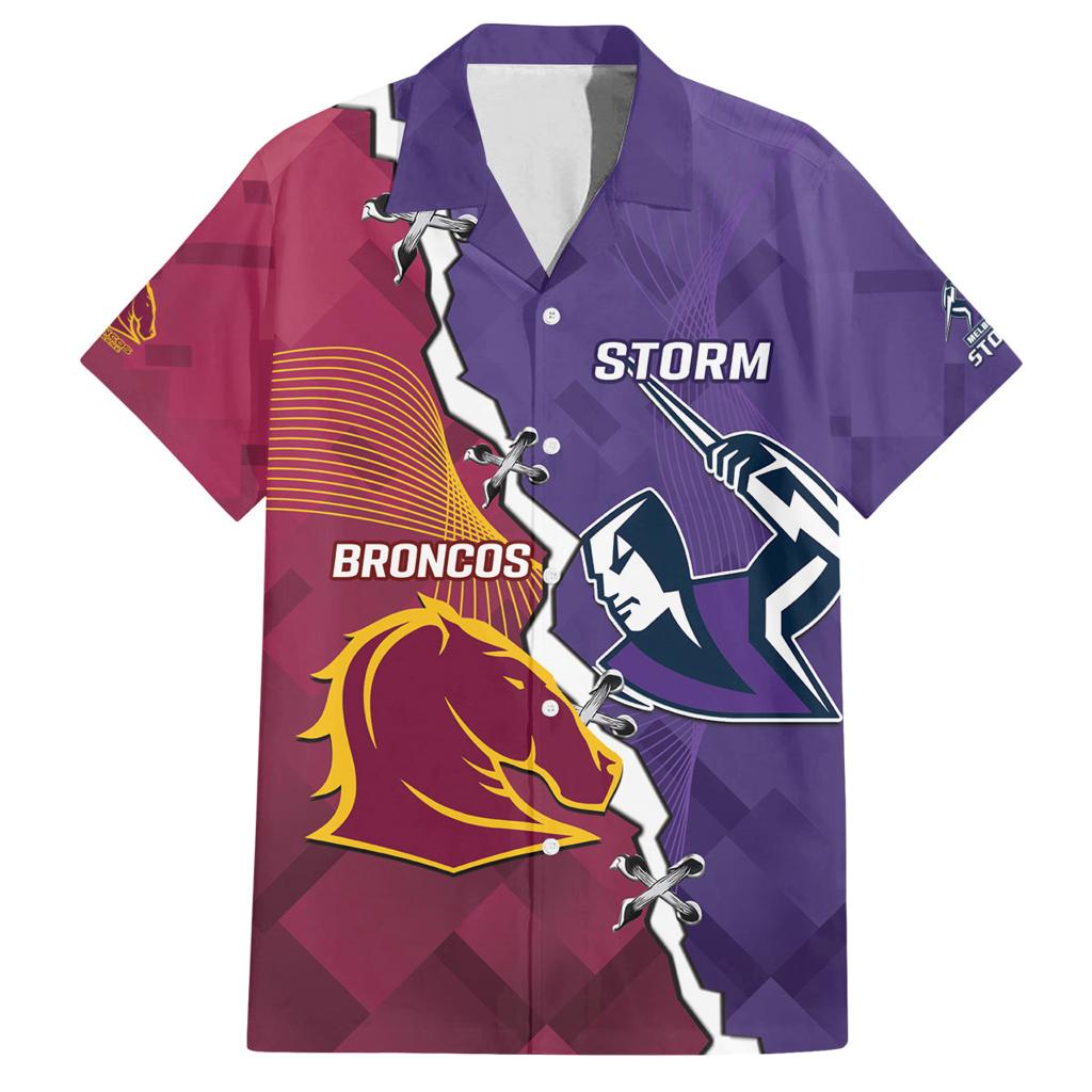Personalised Broncos And Storm Rugby Family Matching Off Shoulder Maxi Dress and Hawaiian Shirt Sporty Version