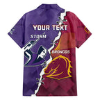 Personalised Broncos And Storm Rugby Family Matching Off Shoulder Maxi Dress and Hawaiian Shirt Sporty Version