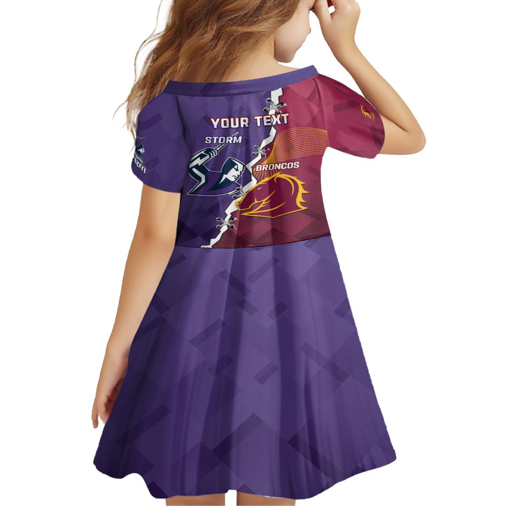 Personalised Broncos And Storm Rugby Family Matching Off Shoulder Short Dress and Hawaiian Shirt Sporty Version