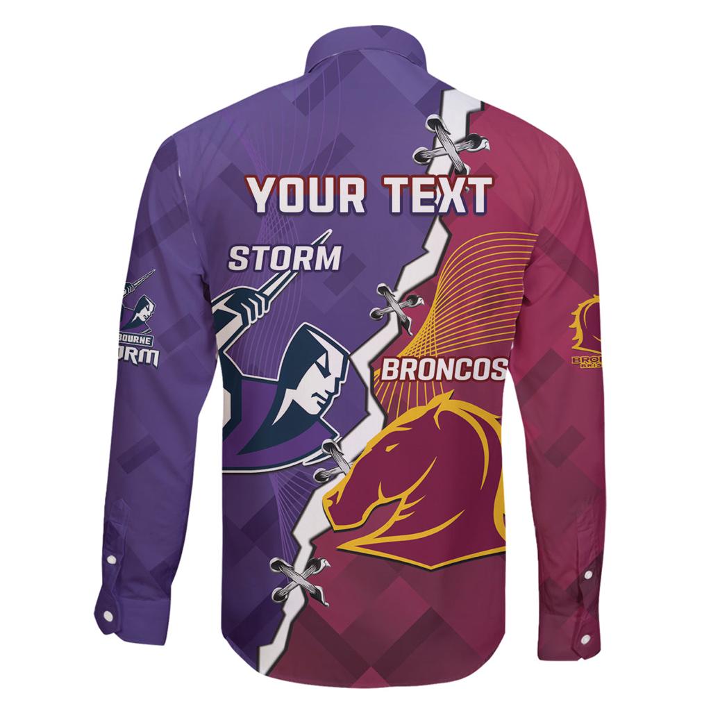 Personalised Broncos And Storm Rugby Family Matching Off Shoulder Short Dress and Hawaiian Shirt Sporty Version