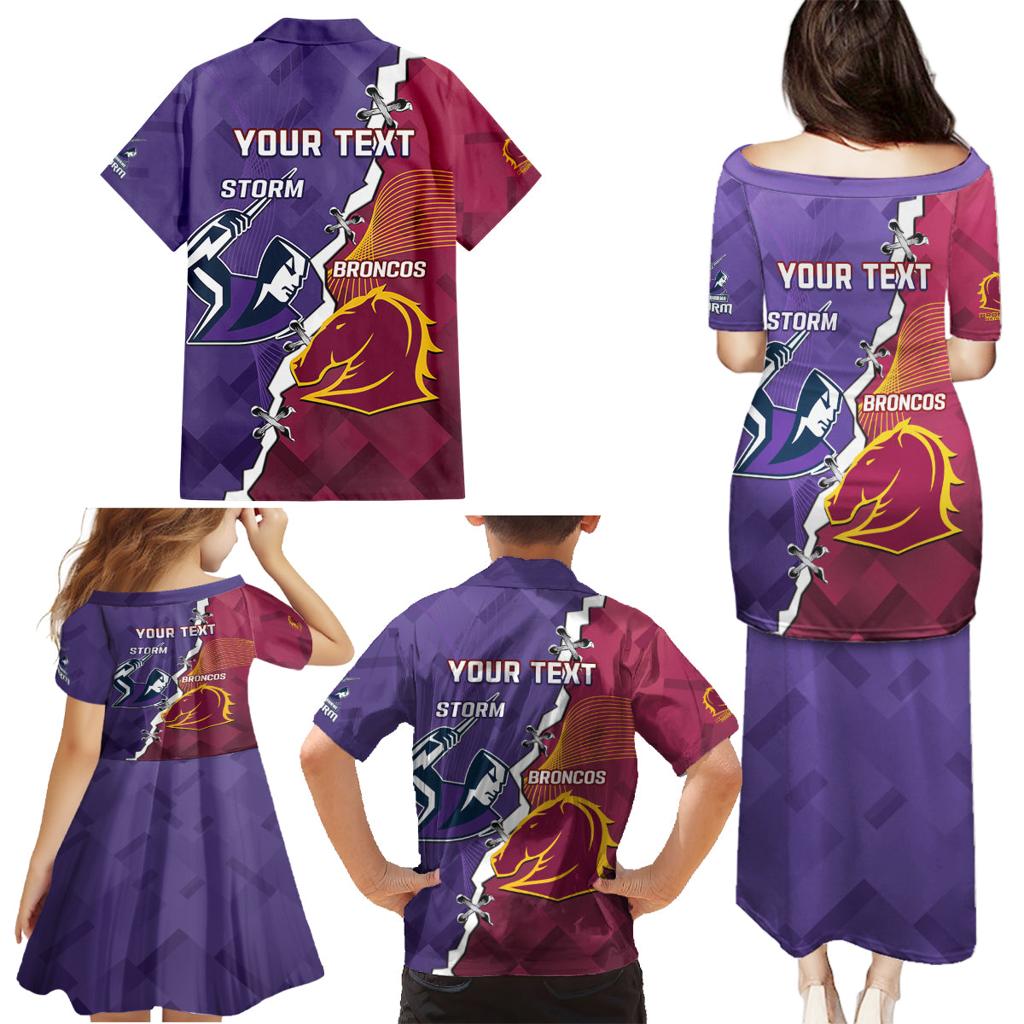 Personalised Broncos And Storm Rugby Family Matching Puletasi and Hawaiian Shirt Sporty Version