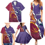 Personalised Broncos And Storm Rugby Family Matching Summer Maxi Dress and Hawaiian Shirt Sporty Version