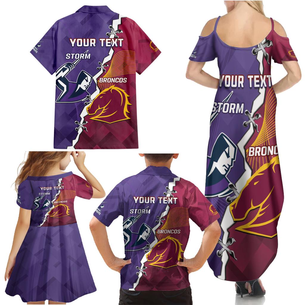 Personalised Broncos And Storm Rugby Family Matching Summer Maxi Dress and Hawaiian Shirt Sporty Version