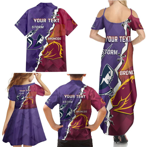 Personalised Broncos And Storm Rugby Family Matching Summer Maxi Dress and Hawaiian Shirt Sporty Version