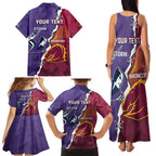 Personalised Broncos And Storm Rugby Family Matching Tank Maxi Dress and Hawaiian Shirt Sporty Version