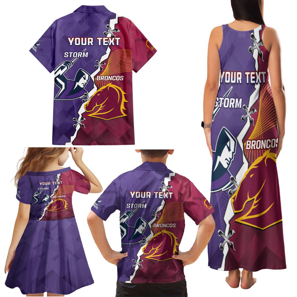 Personalised Broncos And Storm Rugby Family Matching Tank Maxi Dress and Hawaiian Shirt Sporty Version
