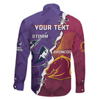 Personalised Broncos And Storm Rugby Family Matching Tank Maxi Dress and Hawaiian Shirt Sporty Version
