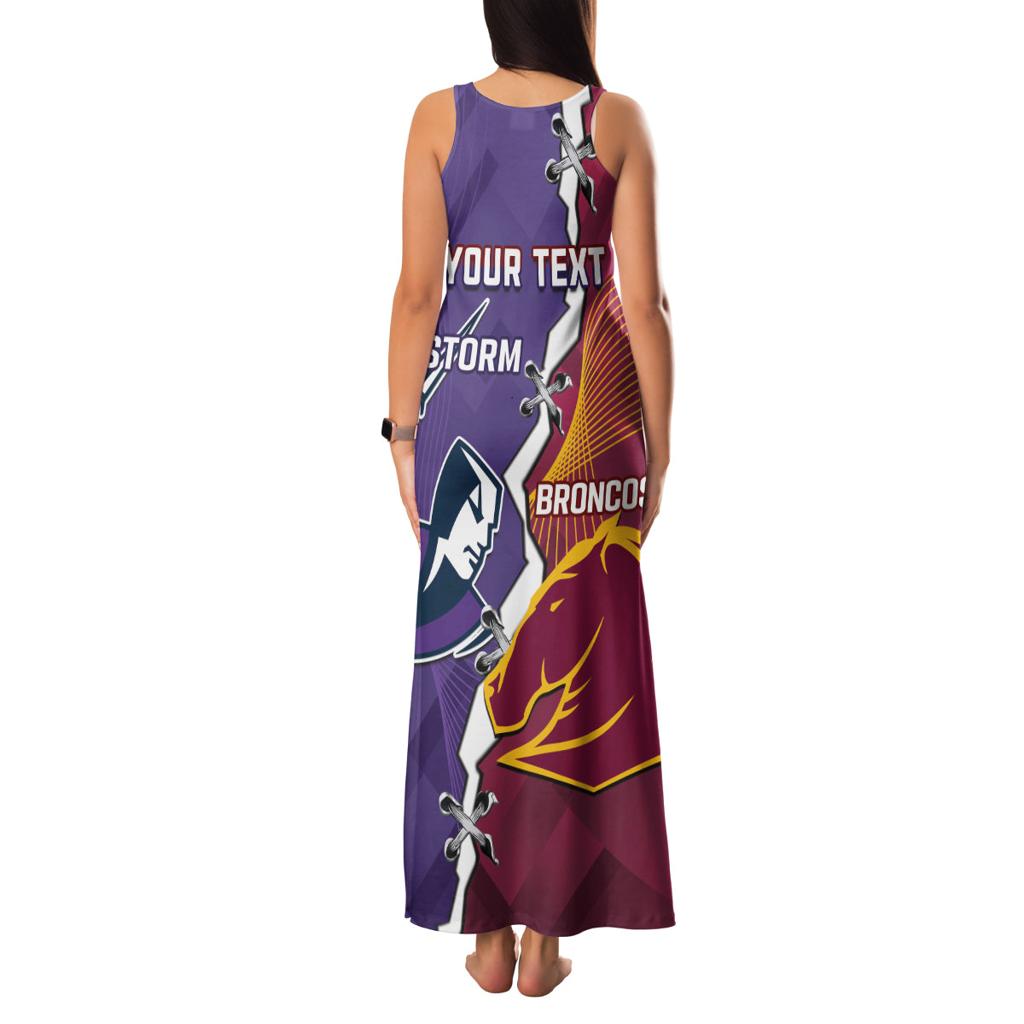 Personalised Broncos And Storm Rugby Family Matching Tank Maxi Dress and Hawaiian Shirt Sporty Version