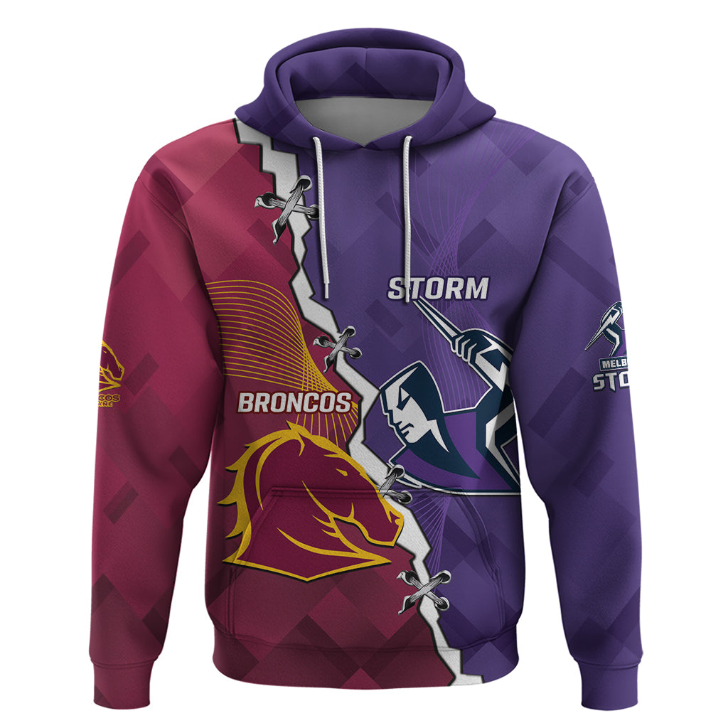 Personalised Broncos And Storm Rugby Hoodie Sporty Version
