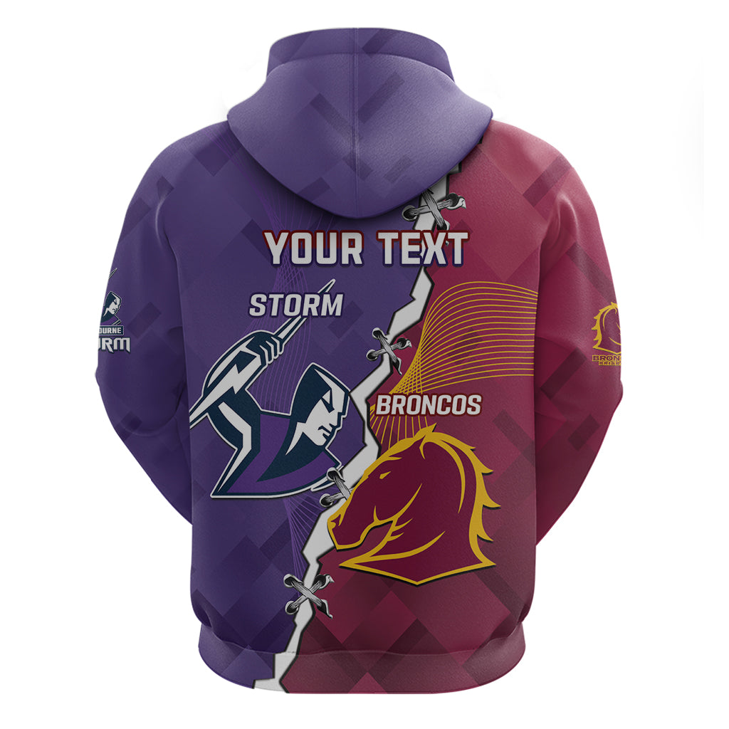 Personalised Broncos And Storm Rugby Hoodie Sporty Version