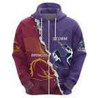 Personalised Broncos And Storm Rugby Hoodie Sporty Version