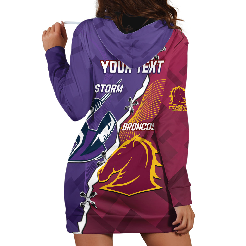 Personalised Broncos And Storm Rugby Hoodie Dress Sporty Version