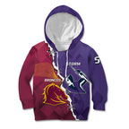 Personalised Broncos And Storm Rugby Kid Hoodie Sporty Version
