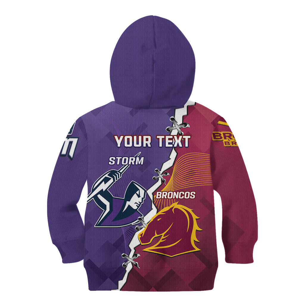 Personalised Broncos And Storm Rugby Kid Hoodie Sporty Version