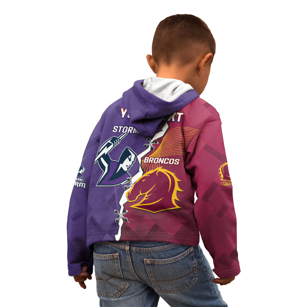 Personalised Broncos And Storm Rugby Kid Hoodie Sporty Version