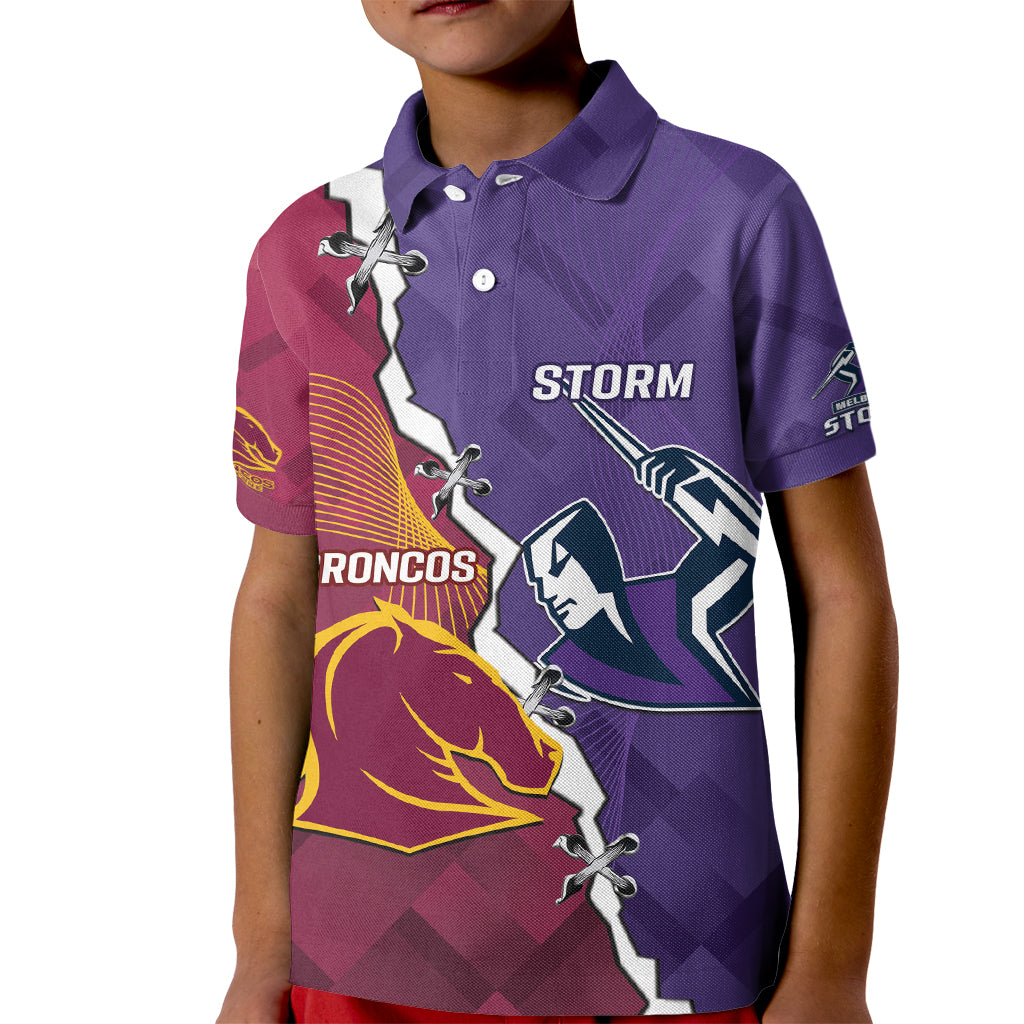 Personalised Broncos And Storm Rugby Kid Polo Shirt Sporty Version