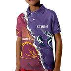 Personalised Broncos And Storm Rugby Kid Polo Shirt Sporty Version