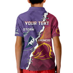 Personalised Broncos And Storm Rugby Kid Polo Shirt Sporty Version
