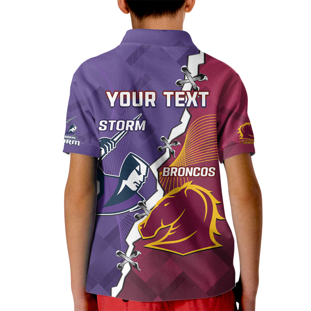 Personalised Broncos And Storm Rugby Kid Polo Shirt Sporty Version