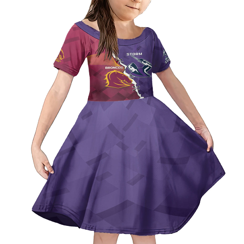 Personalised Broncos And Storm Rugby Kid Short Sleeve Dress Sporty Version