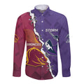 Personalised Broncos And Storm Rugby Long Sleeve Button Shirt Sporty Version