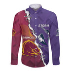 Personalised Broncos And Storm Rugby Long Sleeve Button Shirt Sporty Version
