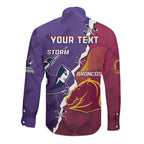 Personalised Broncos And Storm Rugby Long Sleeve Button Shirt Sporty Version