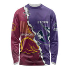 Personalised Broncos And Storm Rugby Long Sleeve Shirt Sporty Version