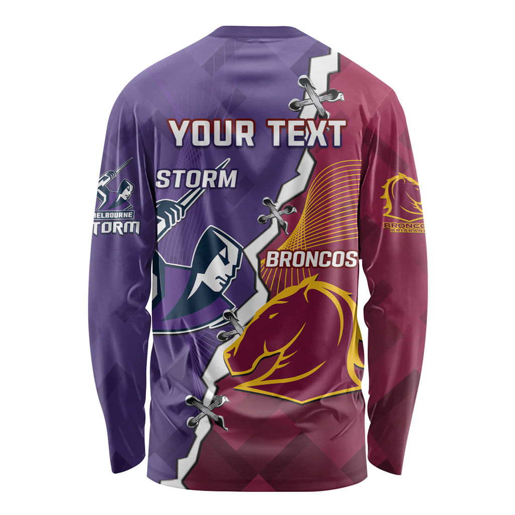 Personalised Broncos And Storm Rugby Long Sleeve Shirt Sporty Version